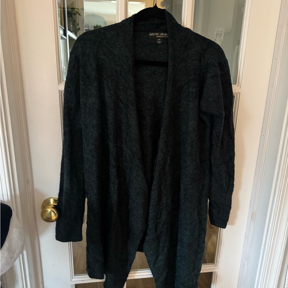 Barefoot Dreams Green & Black Open Front Cardigan